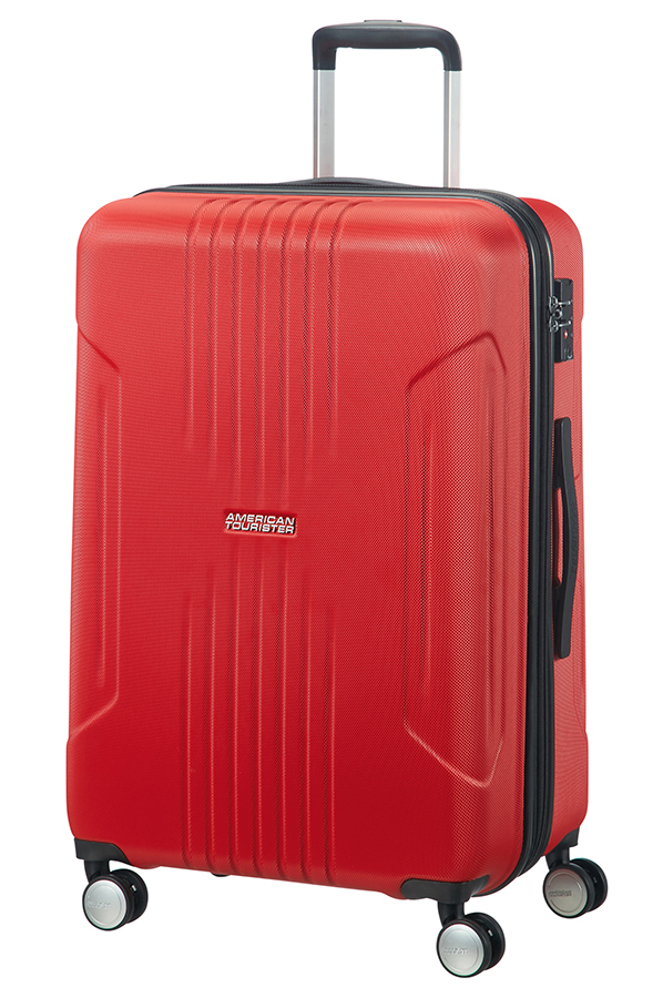 red hard luggage